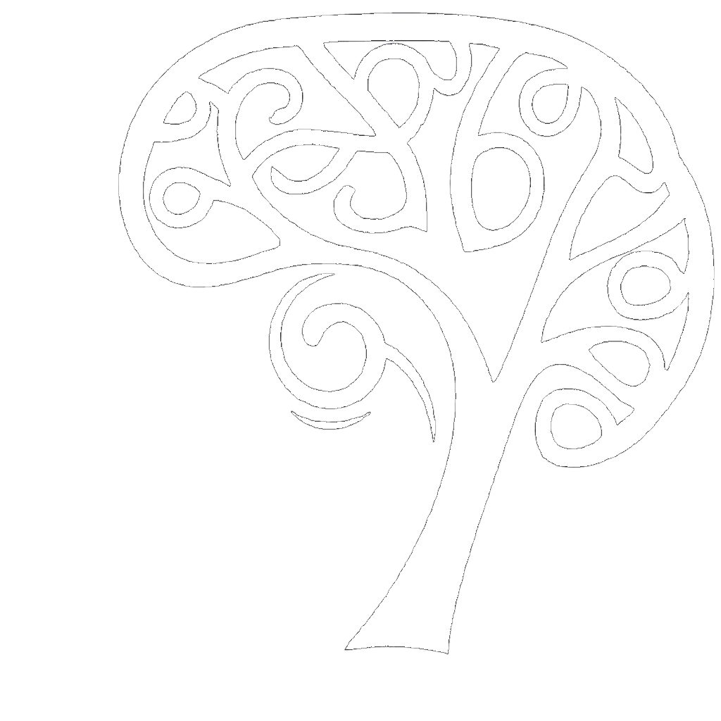 Logotipo que muestra una persona con un cerebro que parece un árbol de la vida.